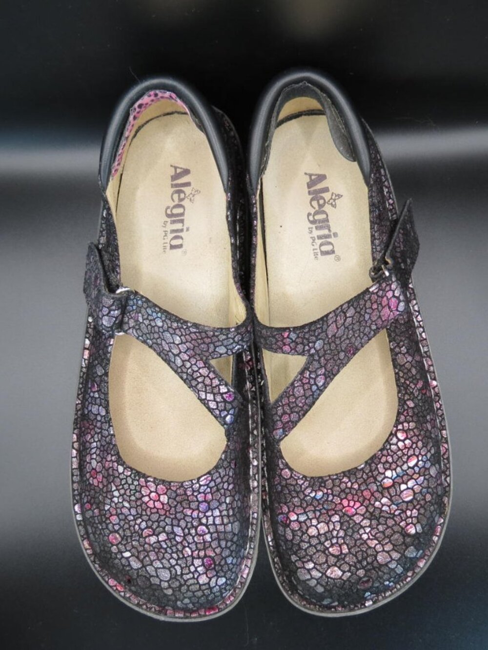 Alegria Savina Metallic Snake Leather Criss Cross Mary Jane Clogs Size 41/9.5